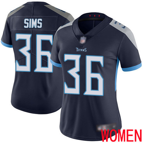 Tennessee Titans Limited Navy Blue Women LeShaun Sims Home Jersey NFL Football #36 Vapor Untouchable->women nfl jersey->Women Jersey